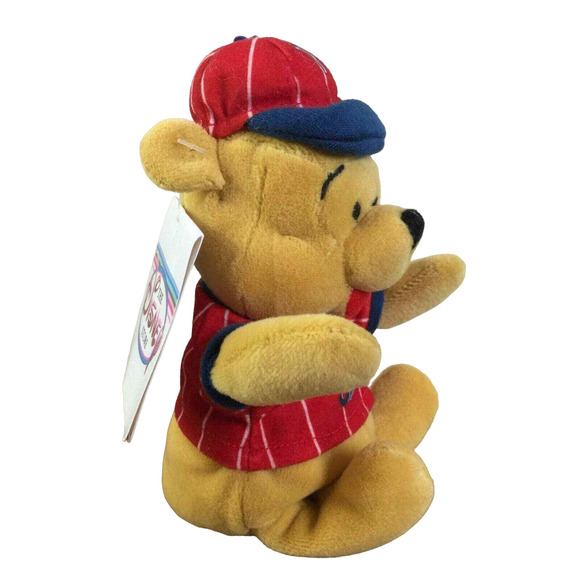Disney Store Winnie the Pooh Bear Baseball Mini Bean Bag Stuffed Plush Toy 8" - Picture 1 of 10